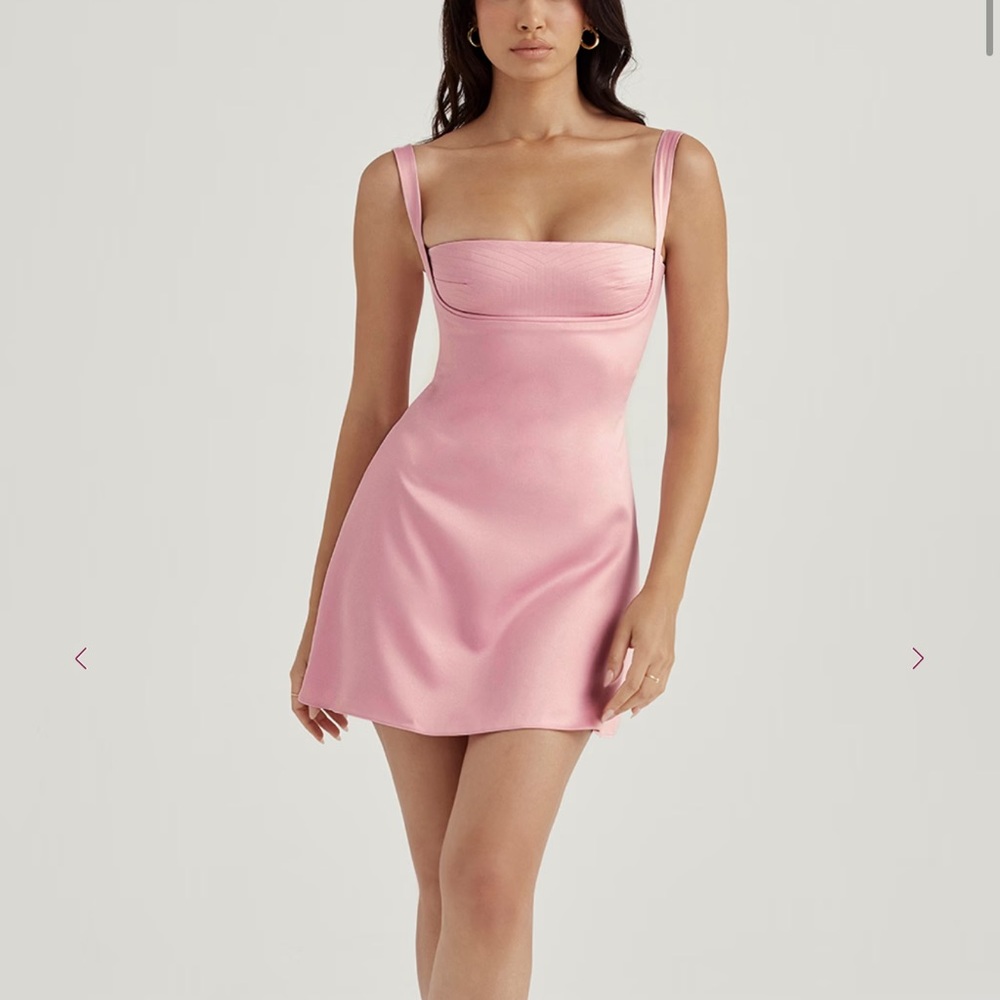 House of CB Kara Blush Pink Satin Dress NWT M